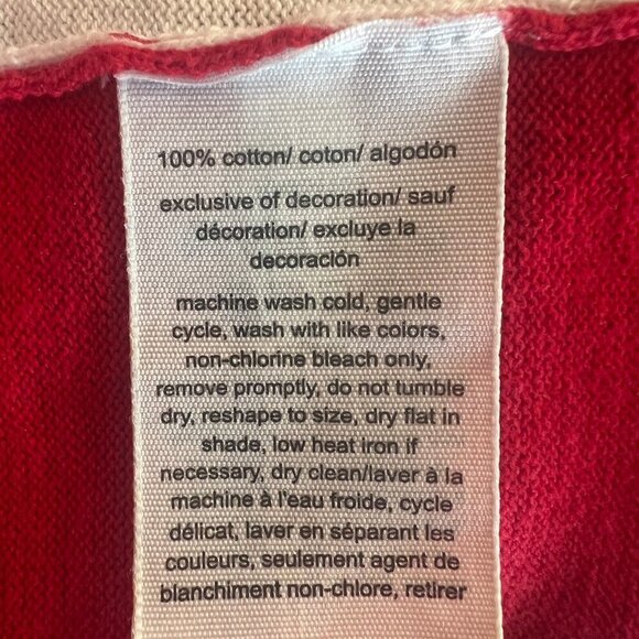 Tommy Hilfiger Red/White Argyle Sweater with gold metallic thread, Size Medium - Picture 7 of 7